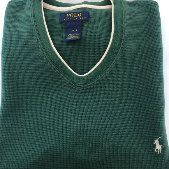 Polo Ralph Lauren Other - Polo Ralph Lauren Long Sleeve Waffle Green Men's V-neck Top L